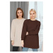 Trendyol Brown-Beige 2-Pack Crew Neck Basic Knitted Sweatshirt