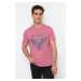 Trendyol Dusty Rose Eagle Printed Regular/Normal Cut T-Shirt