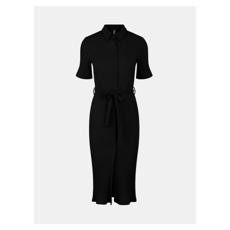 Black Shirt Midi Dress Pieces Tiana - Women