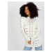 Openwork oversize sweater Ecru with round neckline