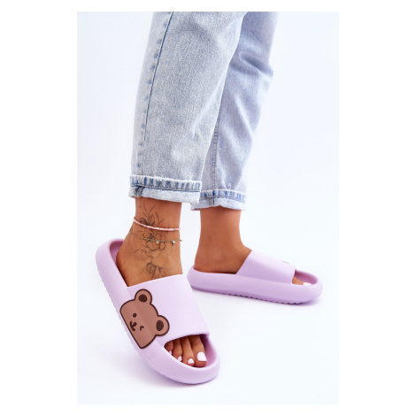 Women's lightweight foam slippers Bear Purple Parisso Motif