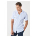 AC&Co / Altınyıldız Classics Men's White-light Blue Comfort Fit Comfy Cut Monocollar See-through