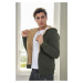 14455 Dewberry Furry Hooded Mens Sports Slim Fit Cardigan-Khaki