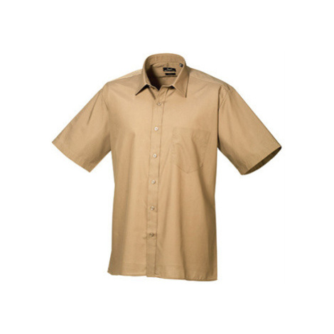 Premier Workwear Pánska košeľa s krátkym rukávom PR202 Khaki -ca. Pantone 7503