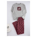 Trendyol Men's Claret Red Deer Printed Regular Fit Knitted Pajama Set