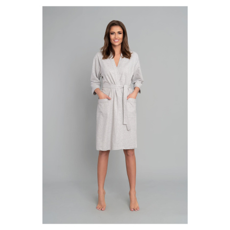 Women's dressing gown Karla with 3/4 sleeves - light melange Italian Fashion