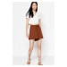 Trendyol Brown Relaxed Fit Regular Waist Wrap/Textured Knitted Shorts