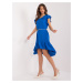 Cobalt blue dress with ruffles and flower