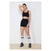 Trendyol Black Gathering Reflector Print Detail Wide Cut Knitted Sports Shorts Tights