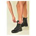 Fox Shoes Black Genuine Leather Women's Daily Boots