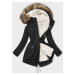 Čierno-ecru teplá dámska zimná bunda (W629)