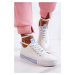 Women's leather sneakers white and blue Mikayla