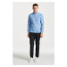 SVETER GANT COTTON PIQUE ZIP CARDIGAN DENIM BLUE MEL