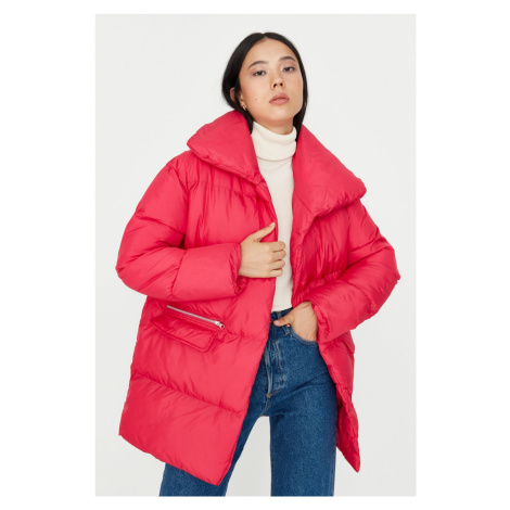 Trendyol Fuchsia oversize zips detailný nafukovací kabát