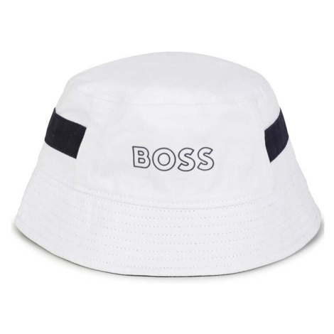 Detský bavlnený klobúk BOSS biela farba, bavlnený Hugo Boss