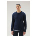 Sveter Woolrich Logo Crewneck Melton Blue