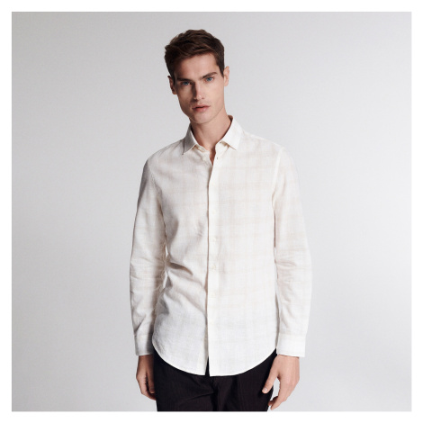 Reserved - Ľanová košeľa s prímesou bavlny - Béžová