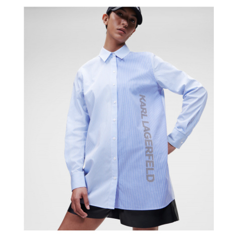 Košeľa Karl Lagerfeld Stripe Poplin Shirt W/ Logo Modrá