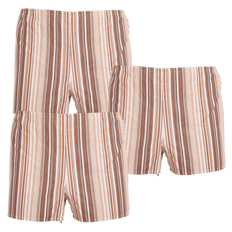 3PACK Classic men's boxer shorts Foltýn brown with stripes