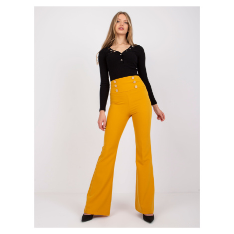 Elegant mustard trousers with Salerno folds