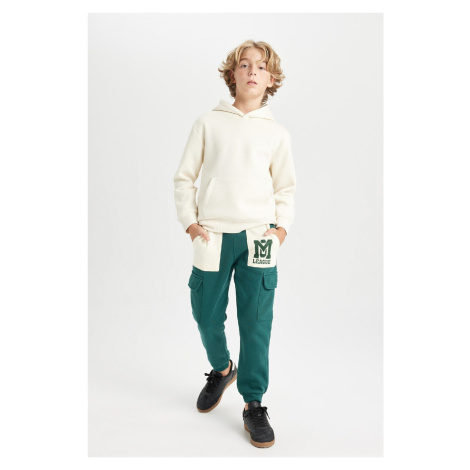 DEFACTO Boys Printed Cargo Pocket Elastic Waist Leg Jogger Sweatpants