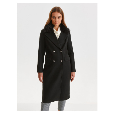 Black coat with faux fur collar TOP SECRET - Women