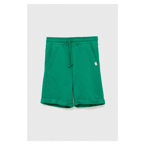 Detské bavlnené šortky United Colors of Benetton zelená farba, nastaviteľný pás