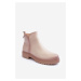 Leather ankle boots with low heel Beige Foteini
