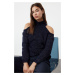 Trendyol Navy Blue Glitter Window/Cut Out Detailed Knitwear Sweater