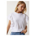 Happiness İstanbul Women's White Scalloped Knitted Blouse