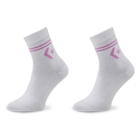 Converse Súprava 2 párov vysokých dámskych ponožiek E1027W Biela