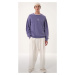 Trendyol Lilac Unisex Oversize/Wide Cut 100% Cotton Antique/Pale Effect Mystic Sweatshirt