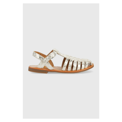 Detské kožené sandále Pom D'api zlatá farba