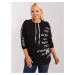 Plus size black casual blouse with 3/4 sleeves