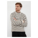 Trendyol Beige Casual Unisex Crew Neck Striped Knitwear Sweater