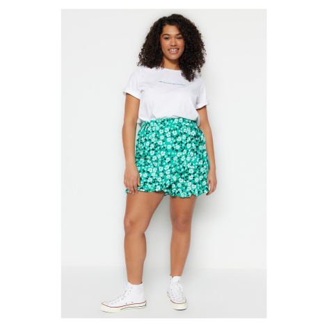 Trendyol Curve Floral Patterned Woven Tie Shorts Skirt