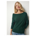 Happiness İstanbul Women's Emerald Green Boat Neck Knitwear Blouse