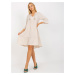 Light beige oversize dress with ruffle and 3/4 sleeves