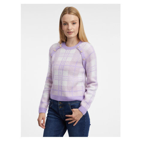 Svetlo fialový dámsky károvaný sveter ORSAY