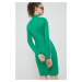 Bavlnené šaty HUGO zelená farba, mini, priliehavá