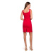 K022 Mini šaty so štvorcovým výstrihom - červené
