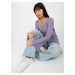 Purple ribbed classic sweater with neckline