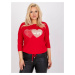 Red blouse of larger size with round neckline