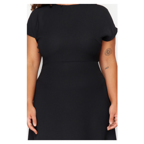 Trendyol Curve Black A-Line Maxi/Long Length Short Sleeve Woven Plus Size Dress