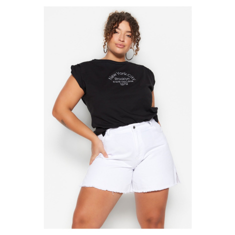 Trendyol Curve White High Waist Wide Cut Shorts & Bermuda