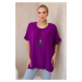 Oversized blouse with pendant in dark purple color