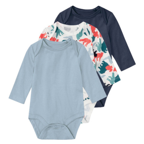 lupilu® Bavlnené body pre bábätká, 3 kusy (biela so vzorom/modrá/navy modrá)