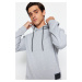 Trendyol Gray Regular/Normal Cut Contrast Label Thick Sweatshirt with Fleece Inside