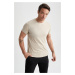 DEFACTO Slim Fit Slim Cut Crew Neck Premium Short Sleeve Cotton Basic Plain T-Shirt