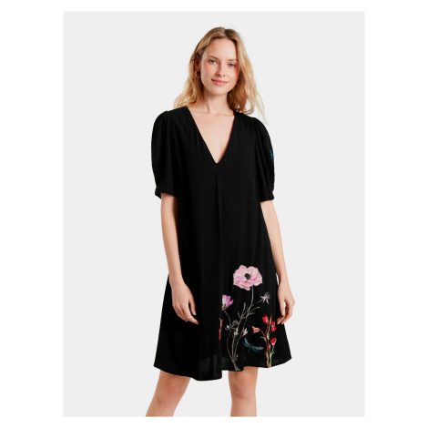 Čierne kvetované šaty Desigual Hortensia